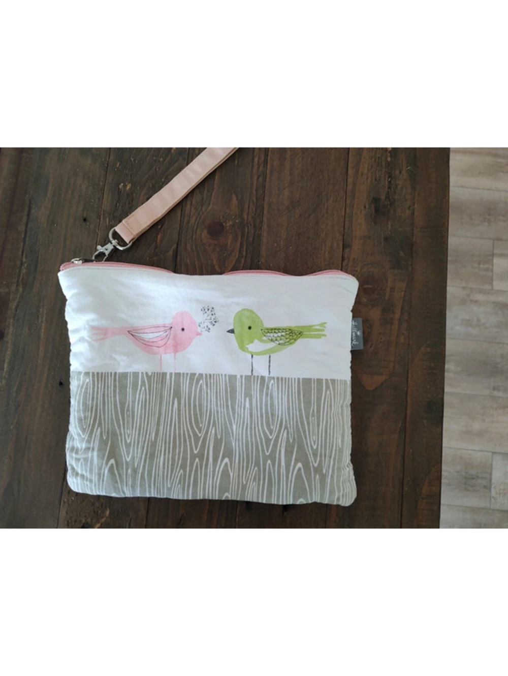 Hallmark Bird Print Canvas Wristlet Clutch/ Makeup Bag